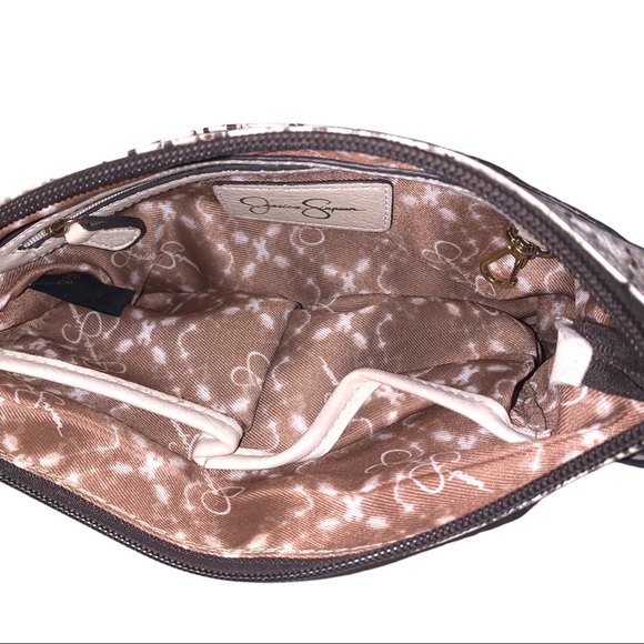 Jessica Simpson Faux Leather Python Snake Skin Soft Clutch Zipper Purse - Picture 10 of 12